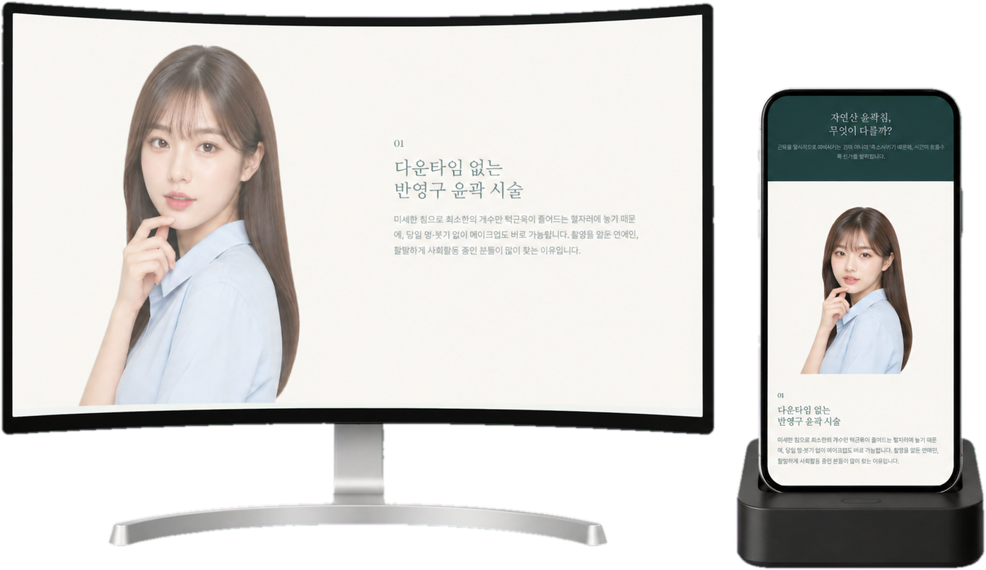 자연산한의원 홈페이지 데스크 목업