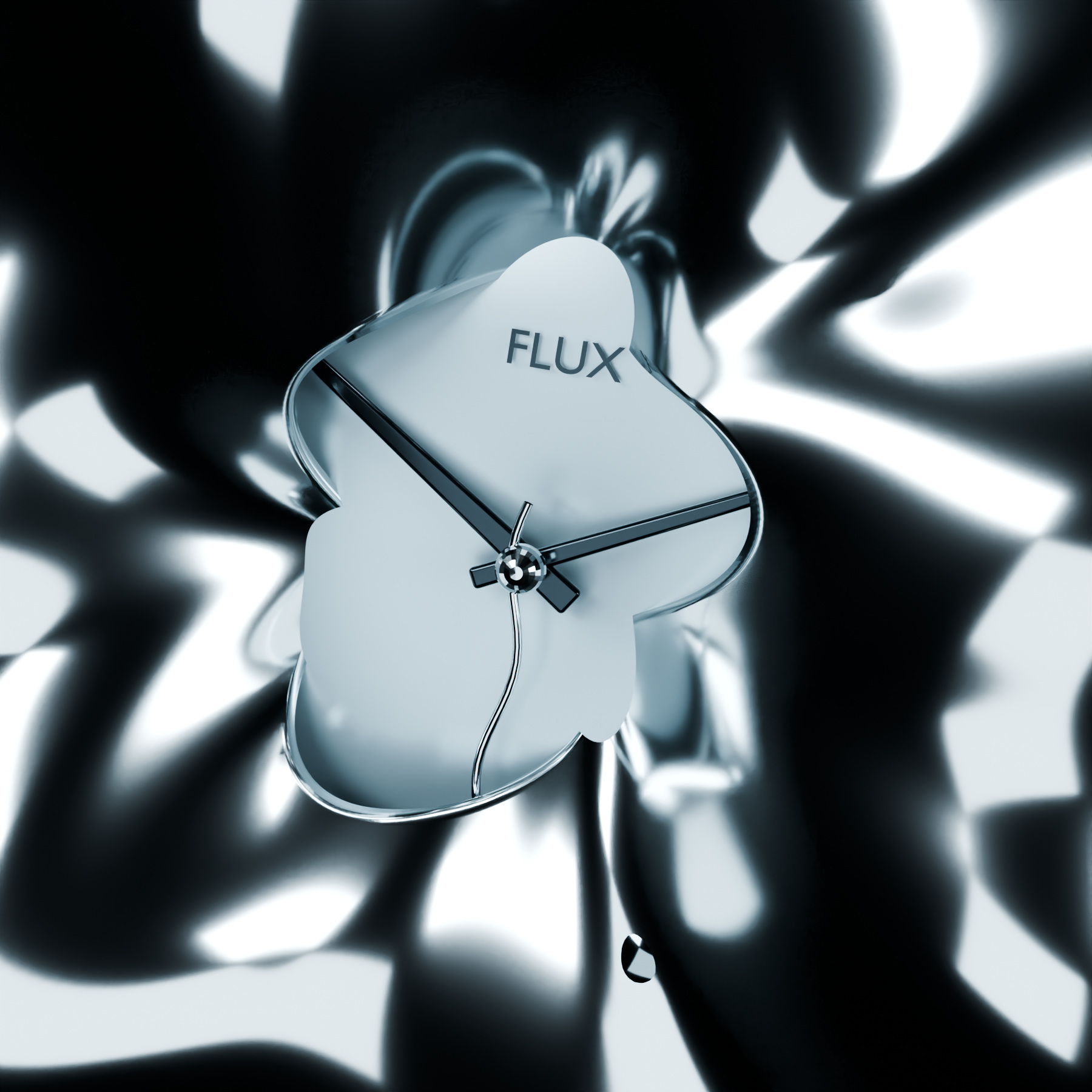 금속 표면 사이로 드러나는 FLUX 시계 다이얼